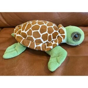 12 Inch Green Brown Fun Stuff Sea Turtle Stuffed Animal Plush Toy Flaws